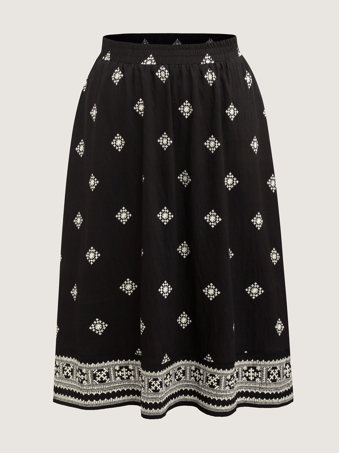 Boho Print Wide Waistband Maxi Skirt