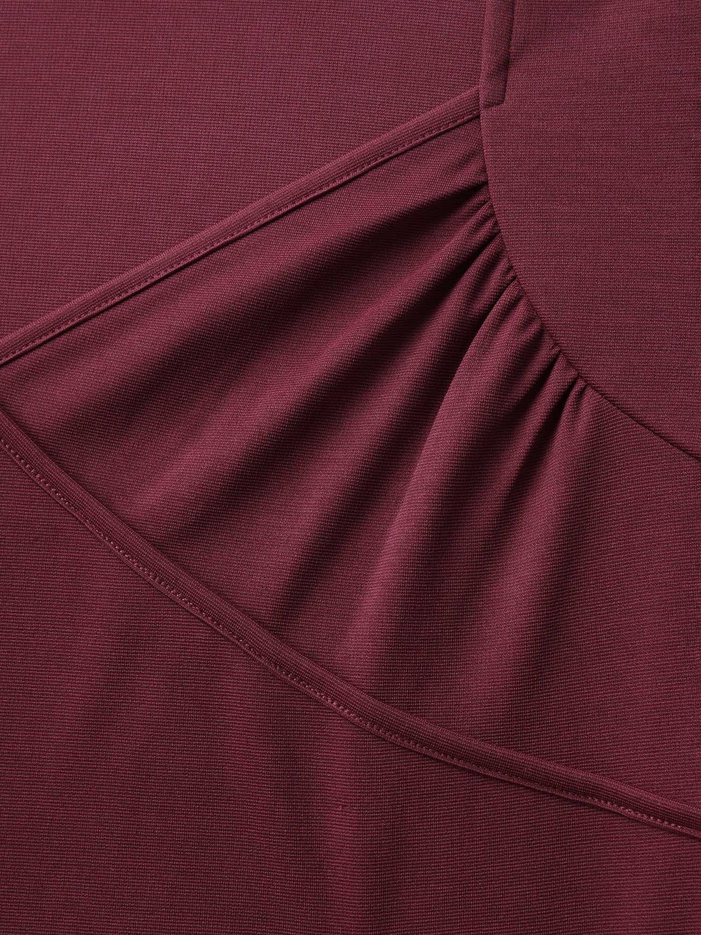 Stretchy Overlap Bodice Pockets Knit Midi Dress