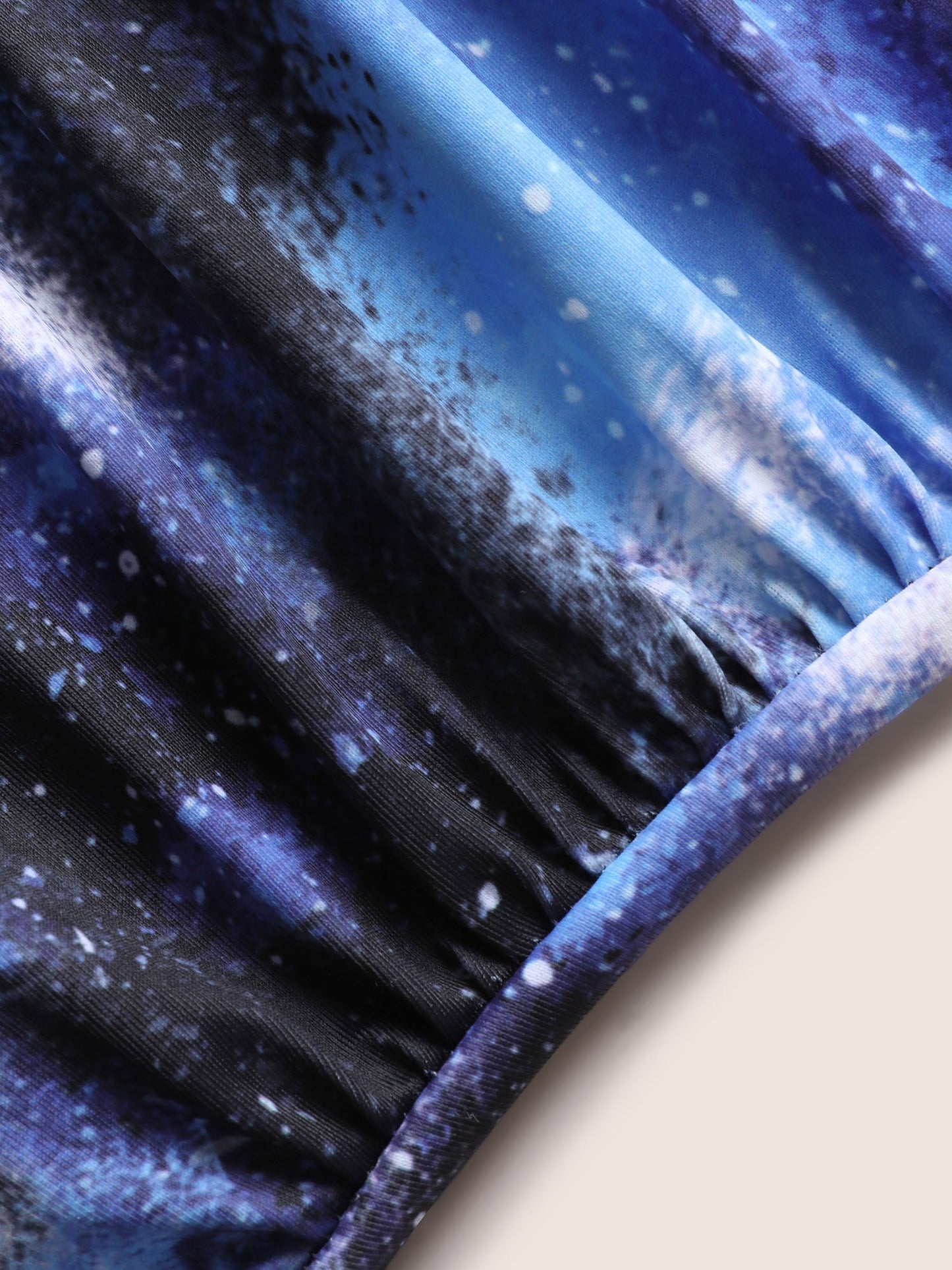 Starry Sky Print Knotted Gathered One Piece Swimsuit