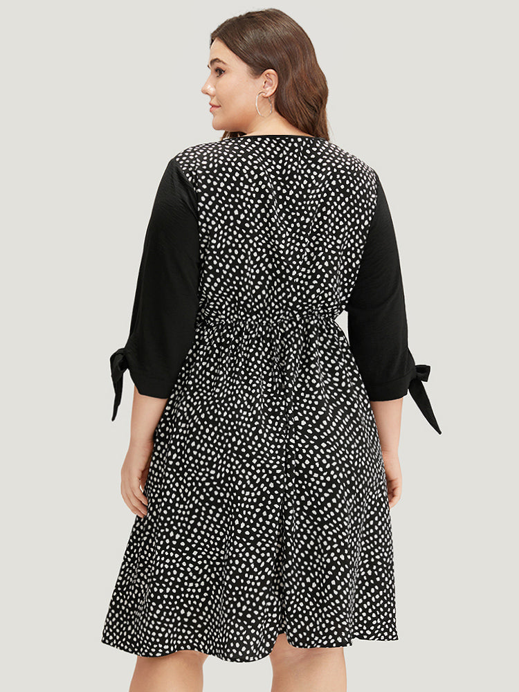 Geometric Graphic Patchwork Knot Cuffs Dress