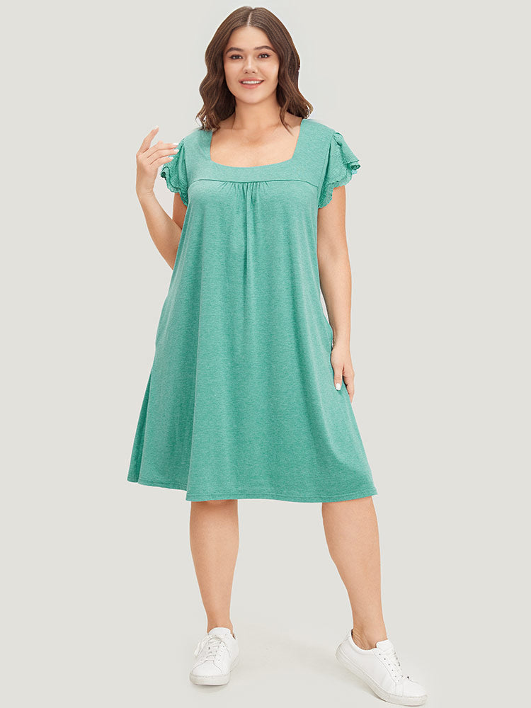 Supersoft Essentials Lace Panel Square Neck Layered Dress