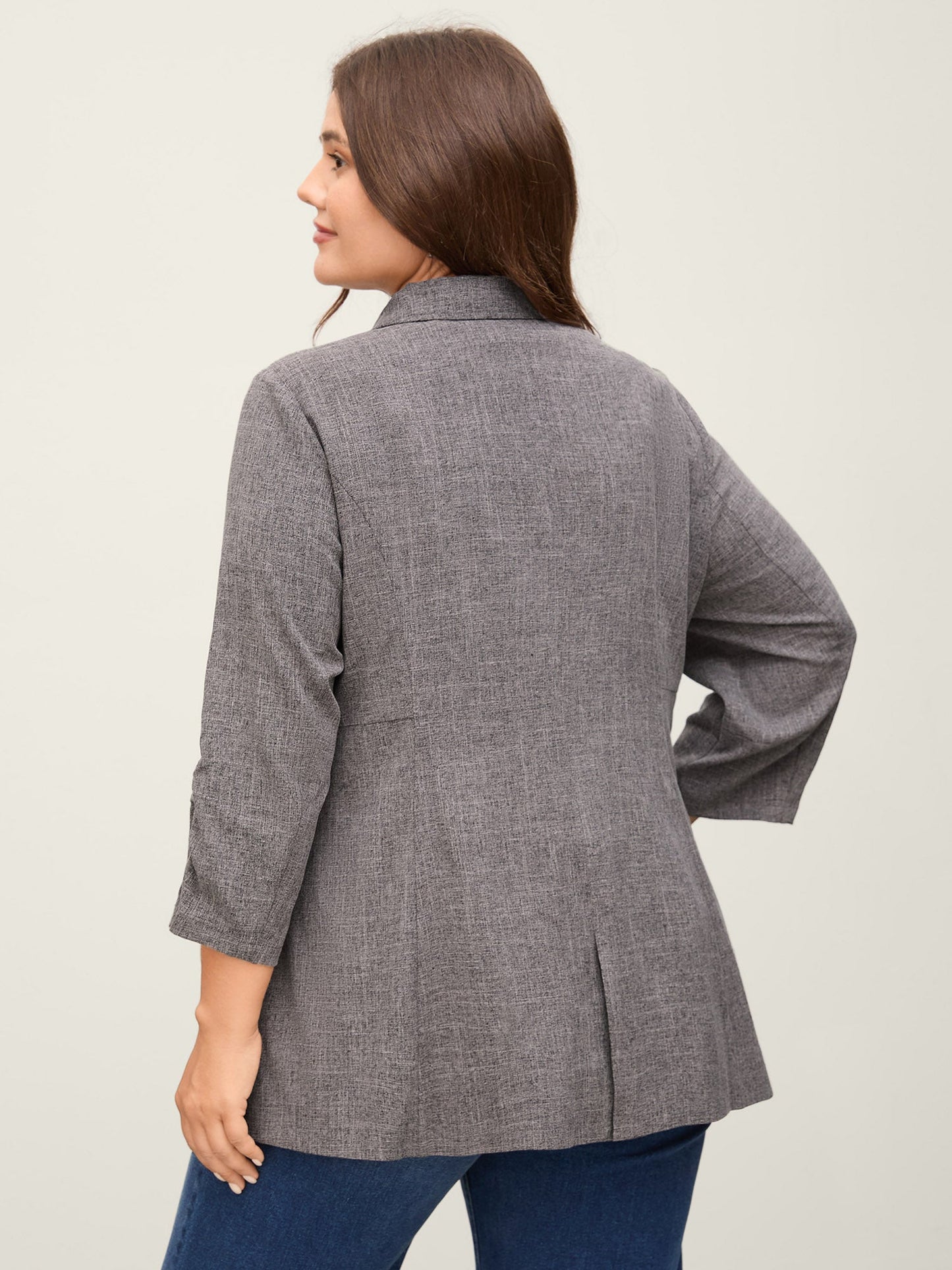 Waist-Defining Panels Pockets Solid Blazer