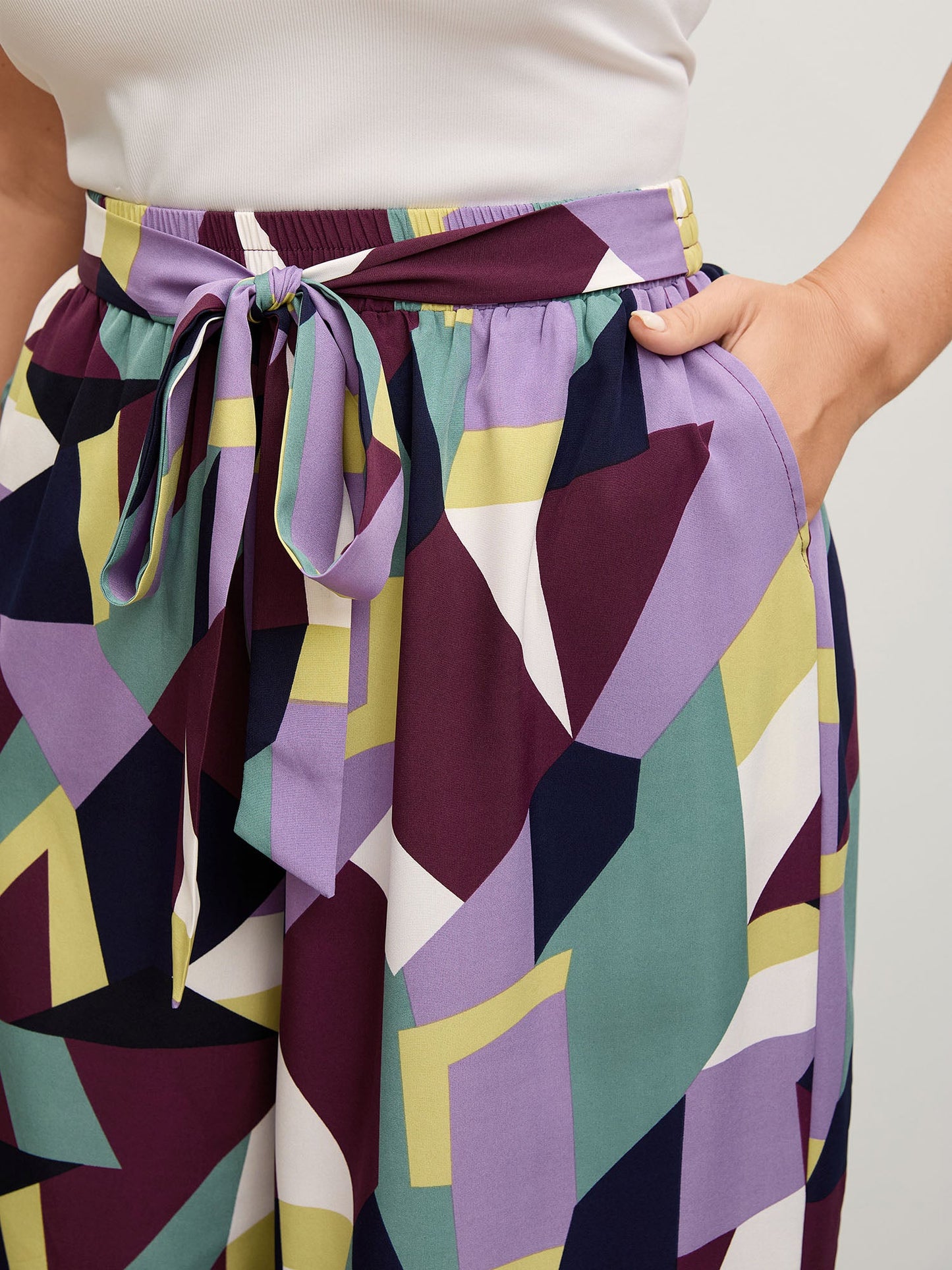 Colorful Geometry Waist-Tie Pants