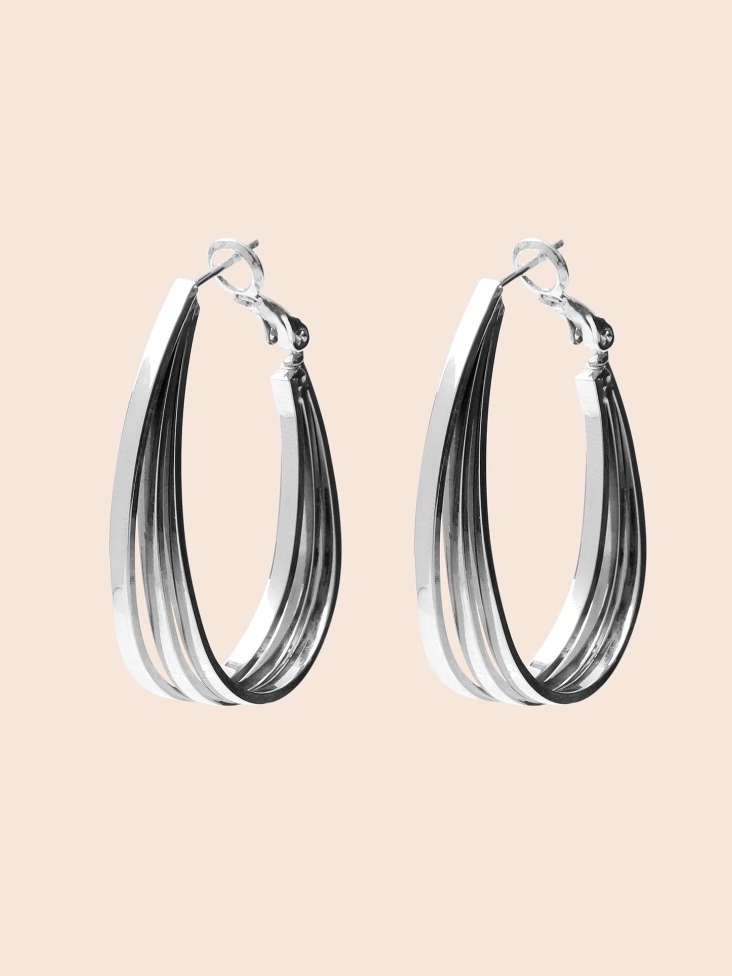 Cross Silver Hoop Earrings