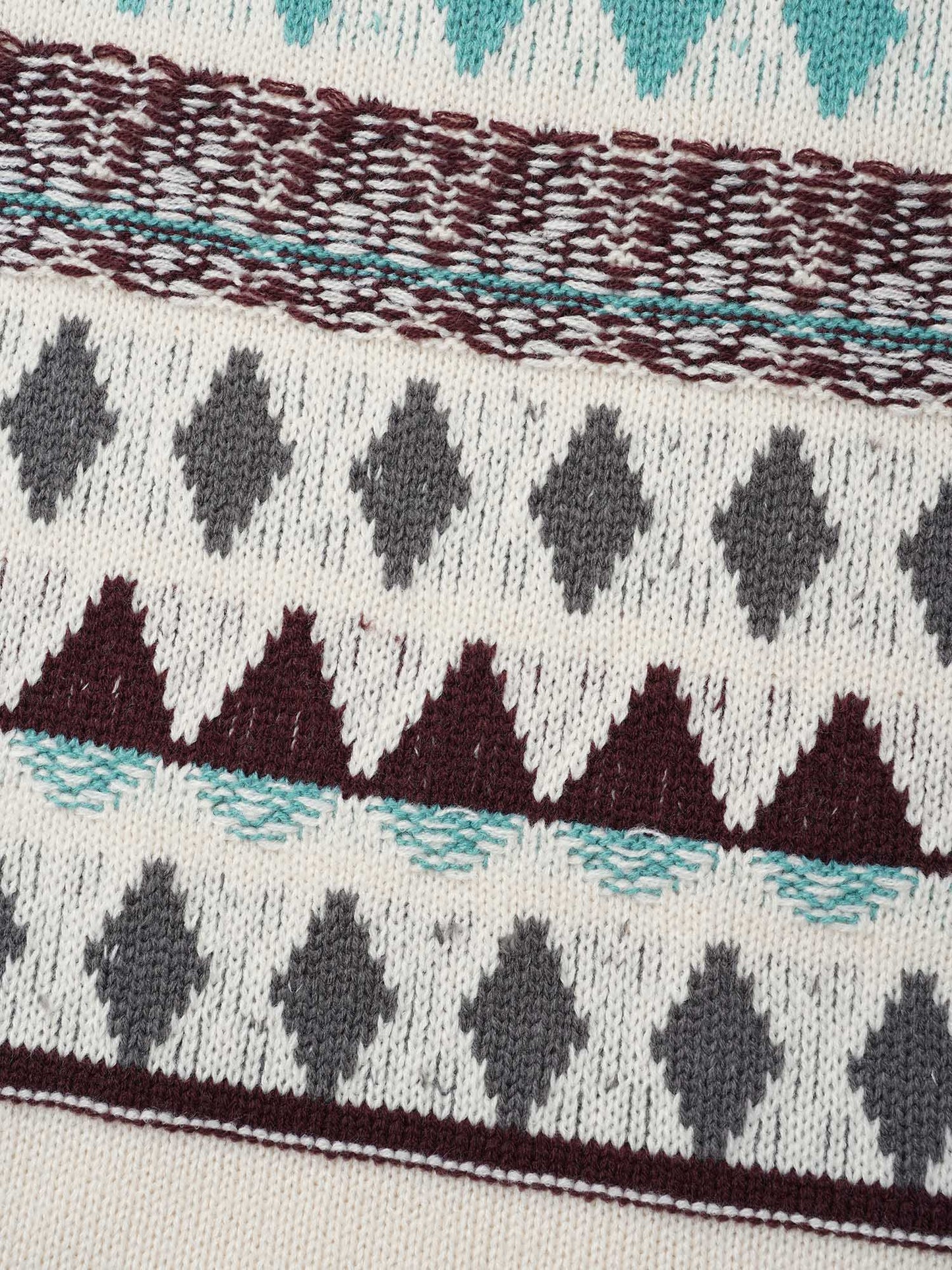 Color-Collision Textured Knit Pullover