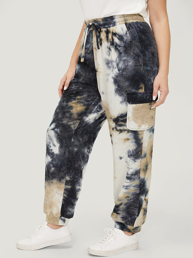 Tie Dye Flap Pocket Drawstring Pants