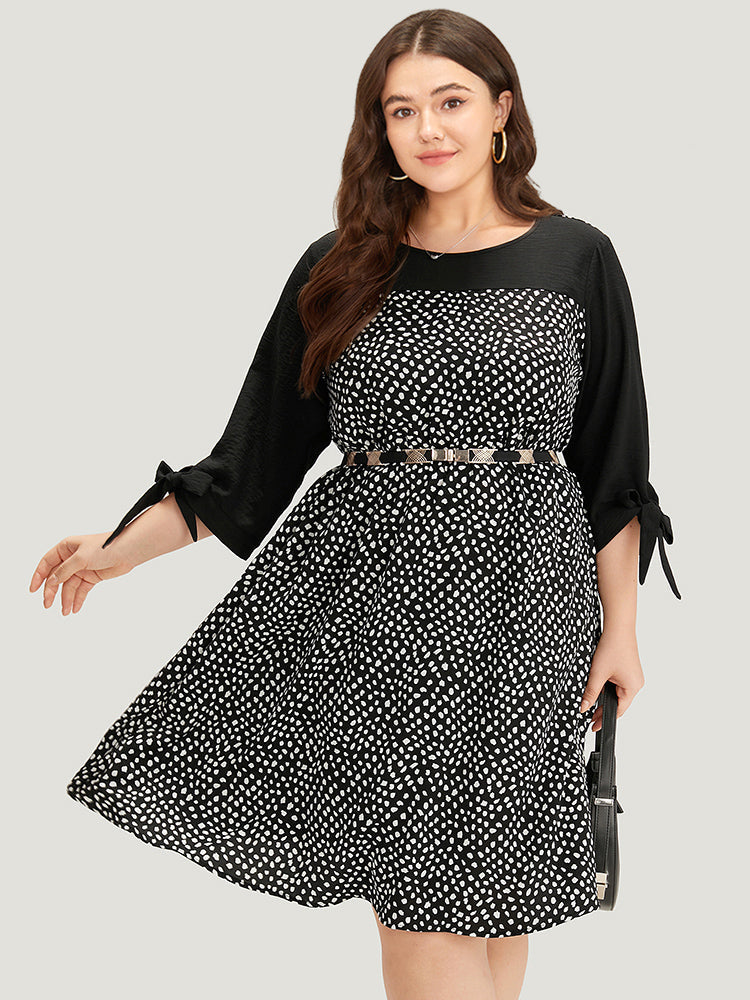 Geometric Graphic Patchwork Knot Cuffs Dress