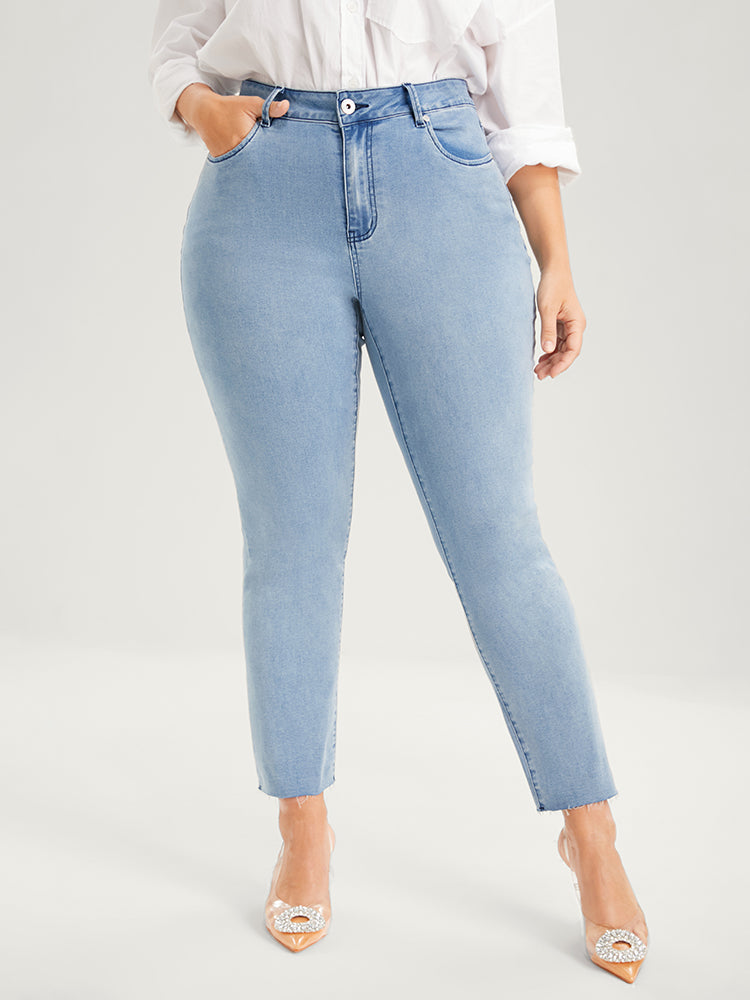 Skinny Very Stretchy High Rise Light Wash Pocket Patchwork Jeans
