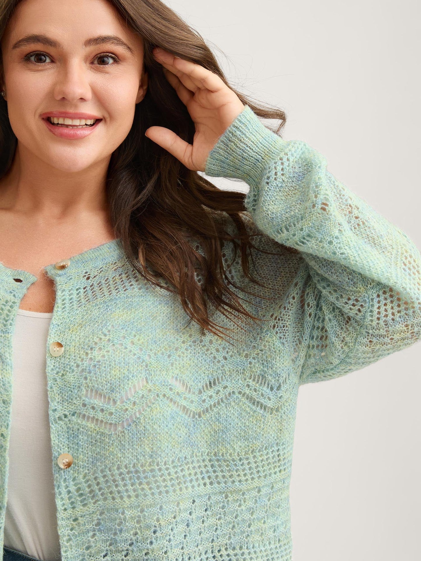 Textured Heather Button Front Knit Cardigan