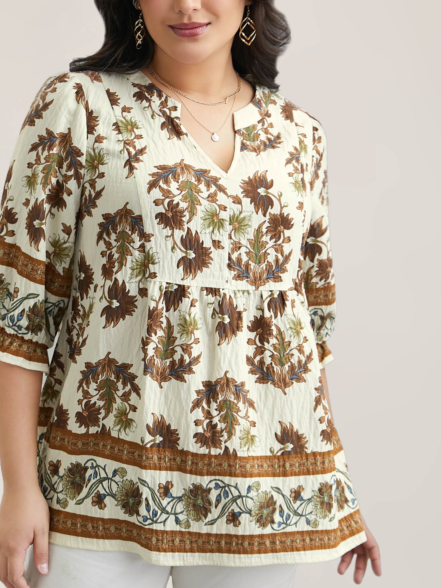 Floral Print Notched Collar Shirt