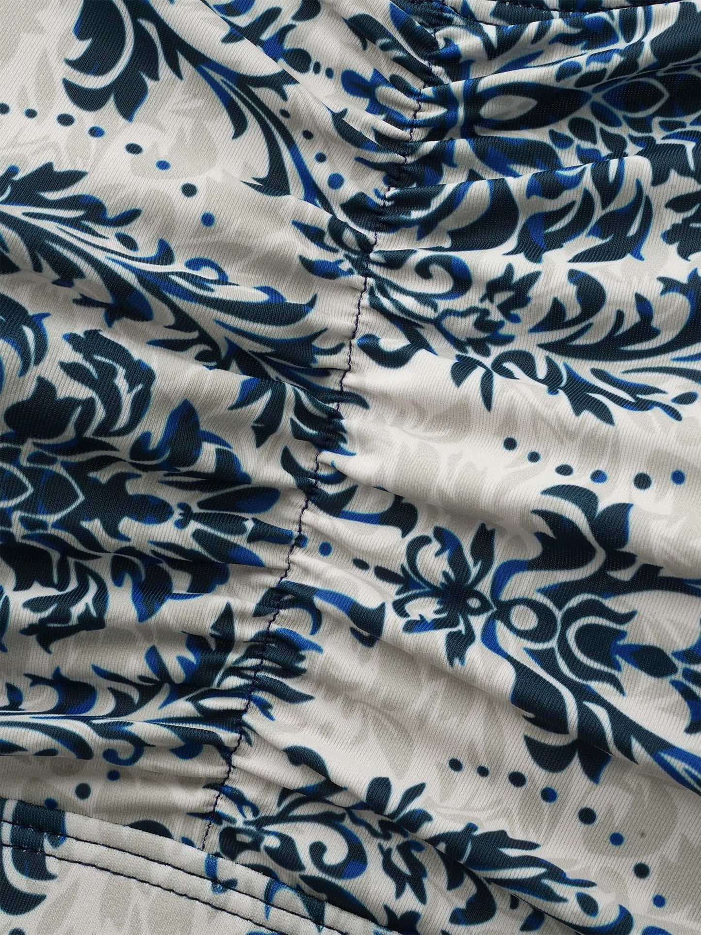 Boho Print Heart Neckline Gathered Swim Dress