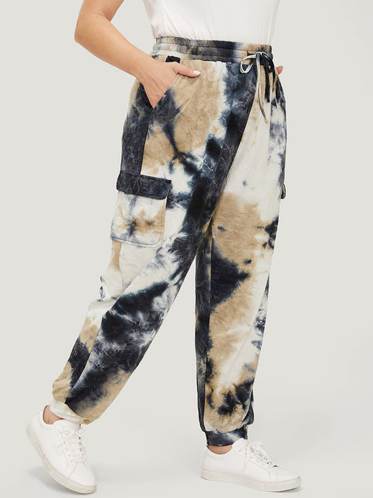 Tie Dye Flap Pocket Drawstring Pants
