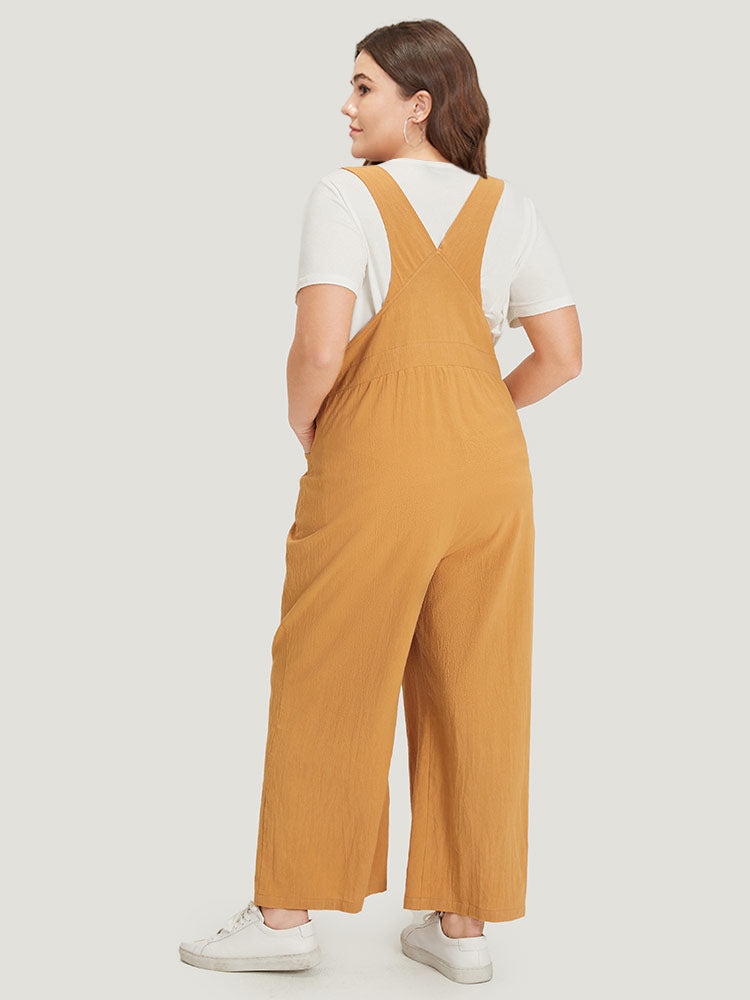 Solid Patched Pocket Overall Cami Jumpsuit