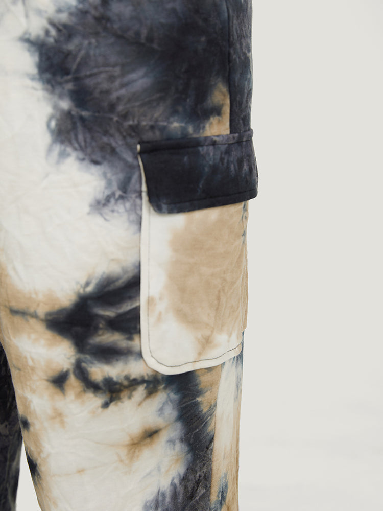 Tie Dye Flap Pocket Drawstring Pants