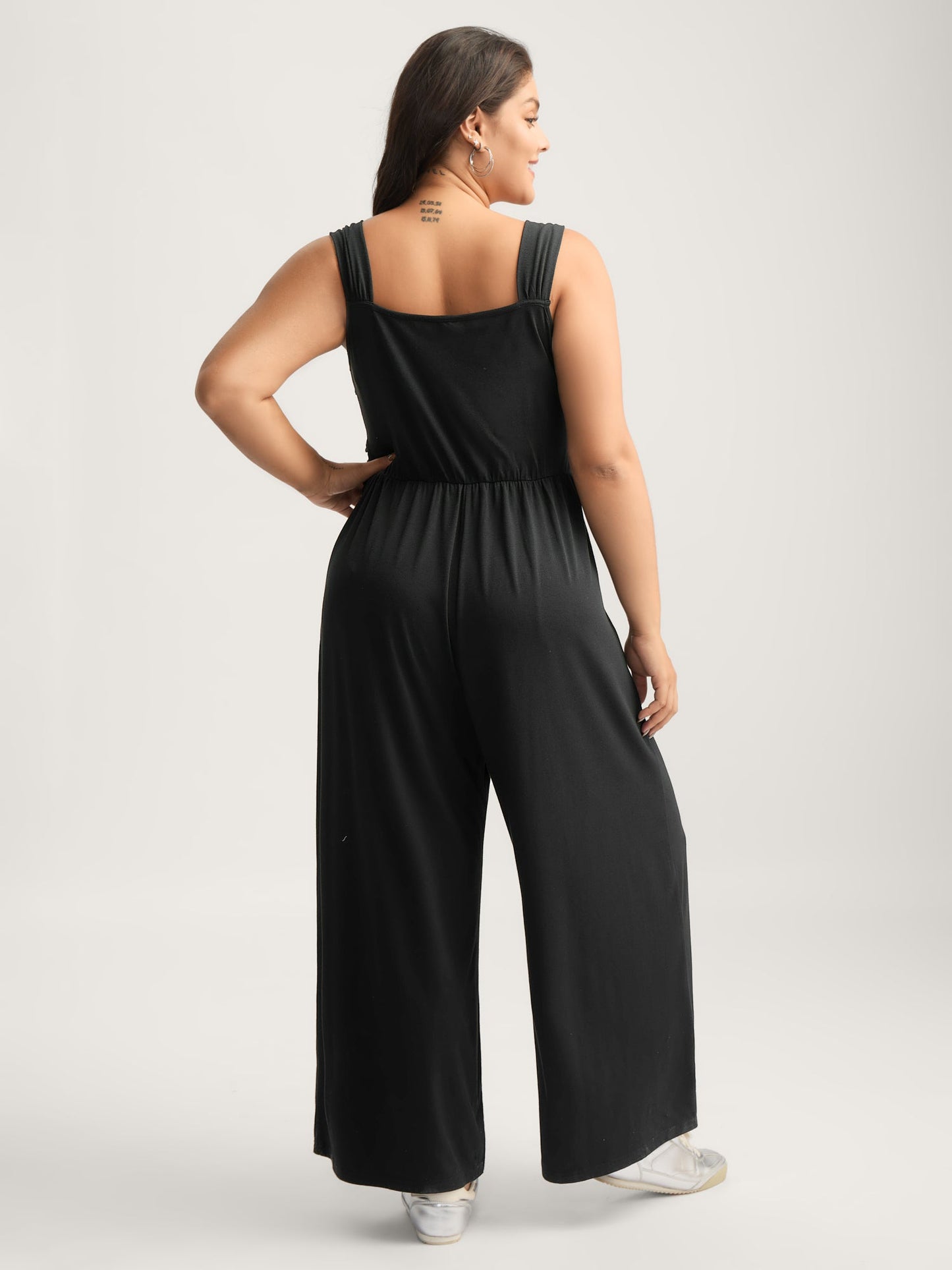 Overlap Bodice Wide Straps Jumpsuit