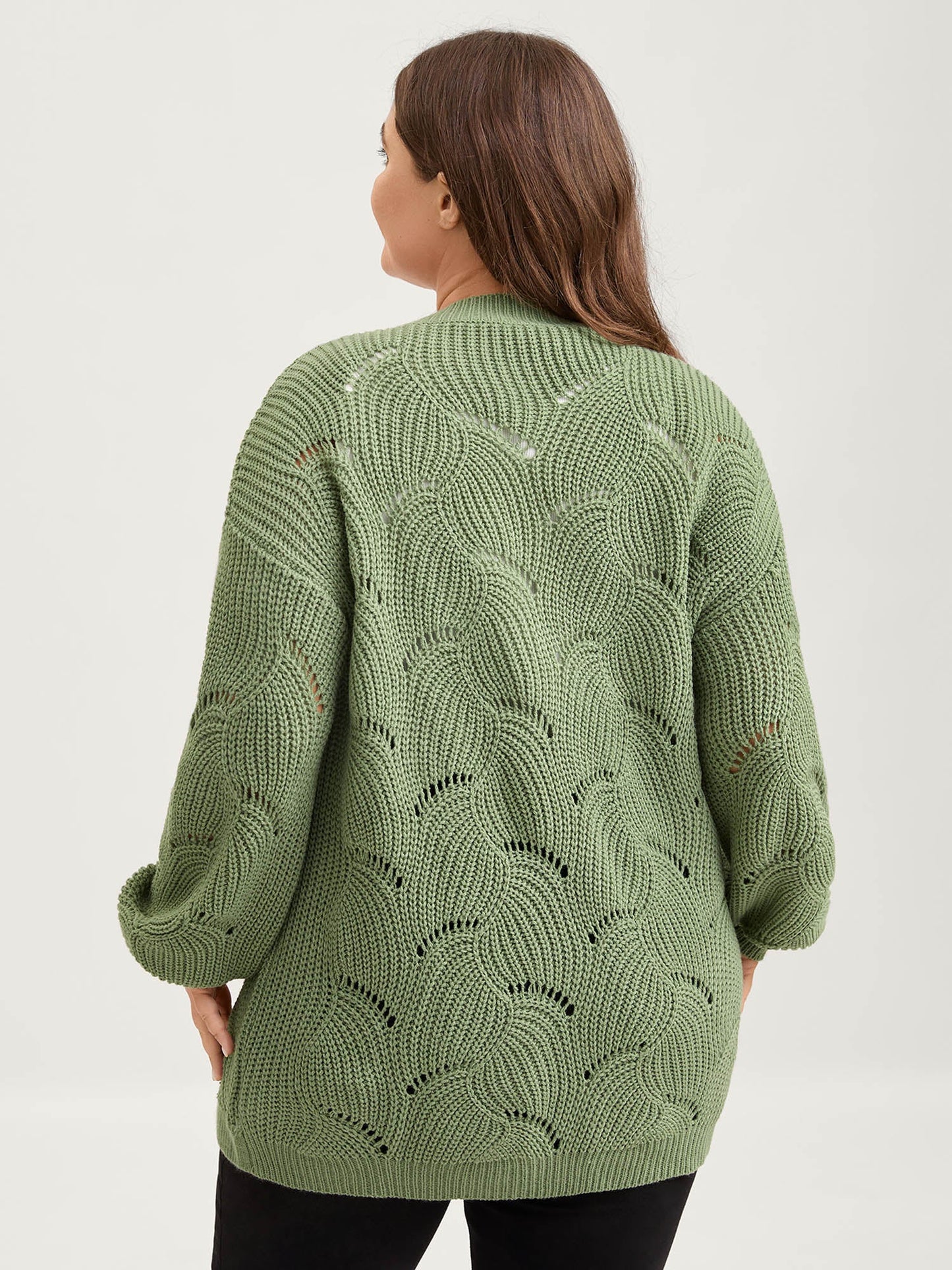 Cut-Out Textured Tie Knit Cardigan
