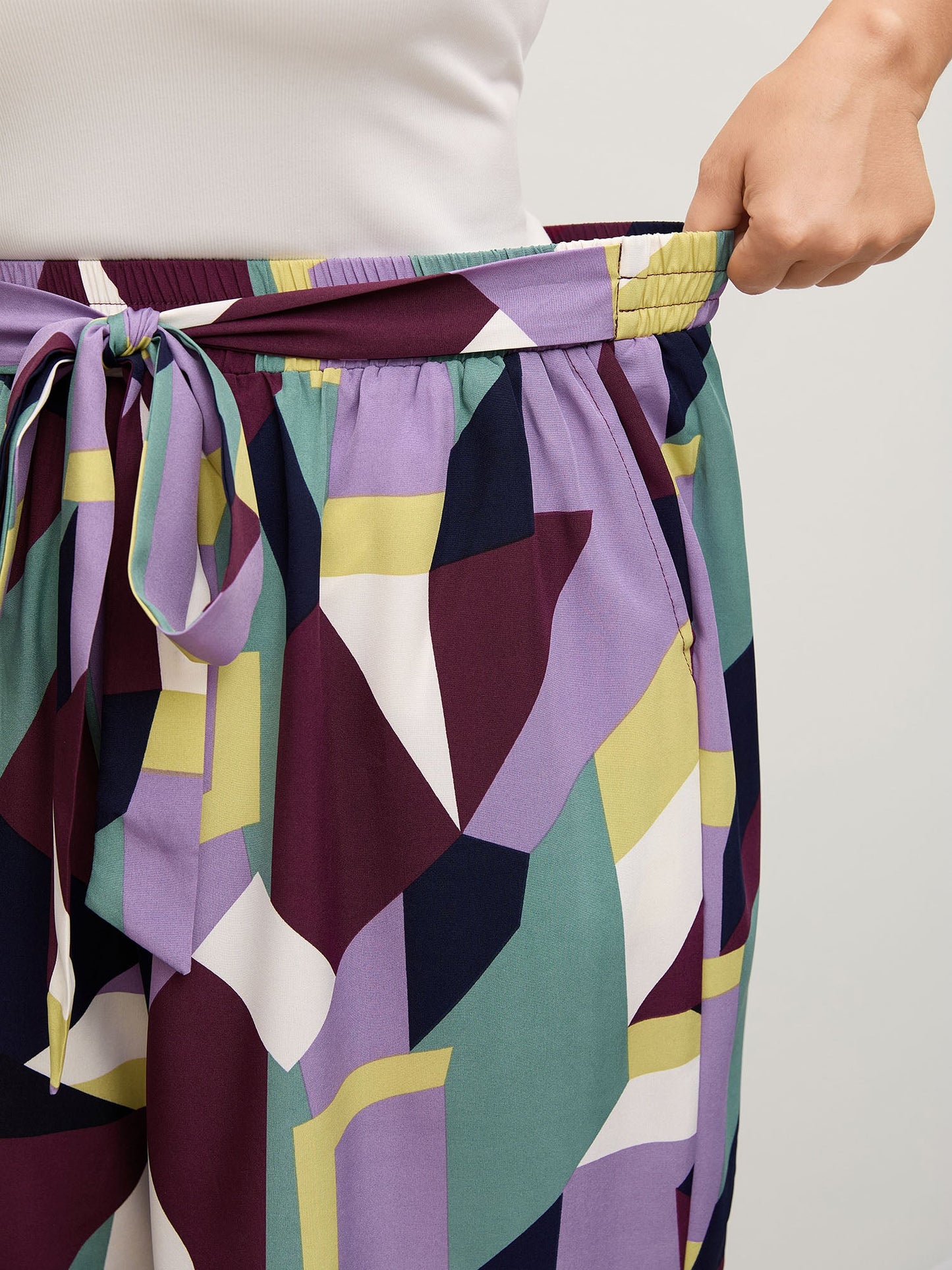 Colorful Geometry Waist-Tie Pants