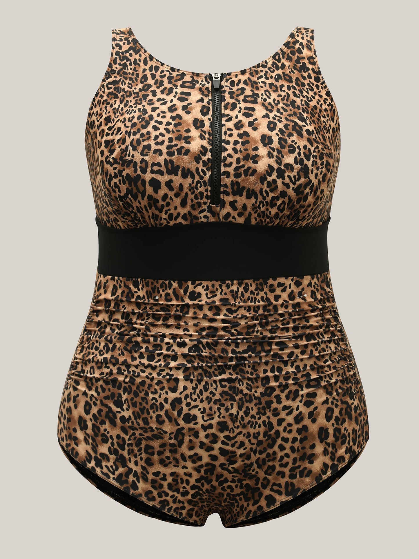 Leopard Print Ruched One-Piece Swimsuit