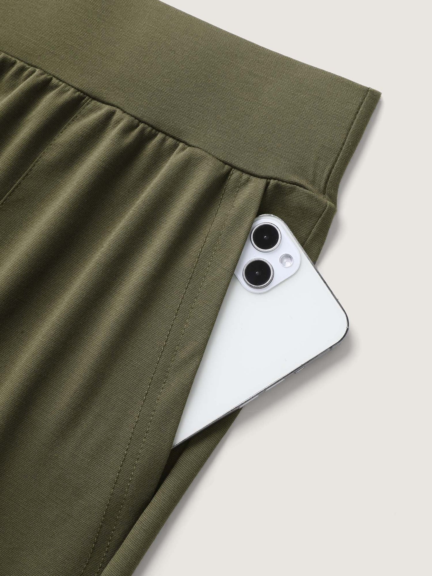 Stretchy Adjustable Cuffs Wide-Leg Pants