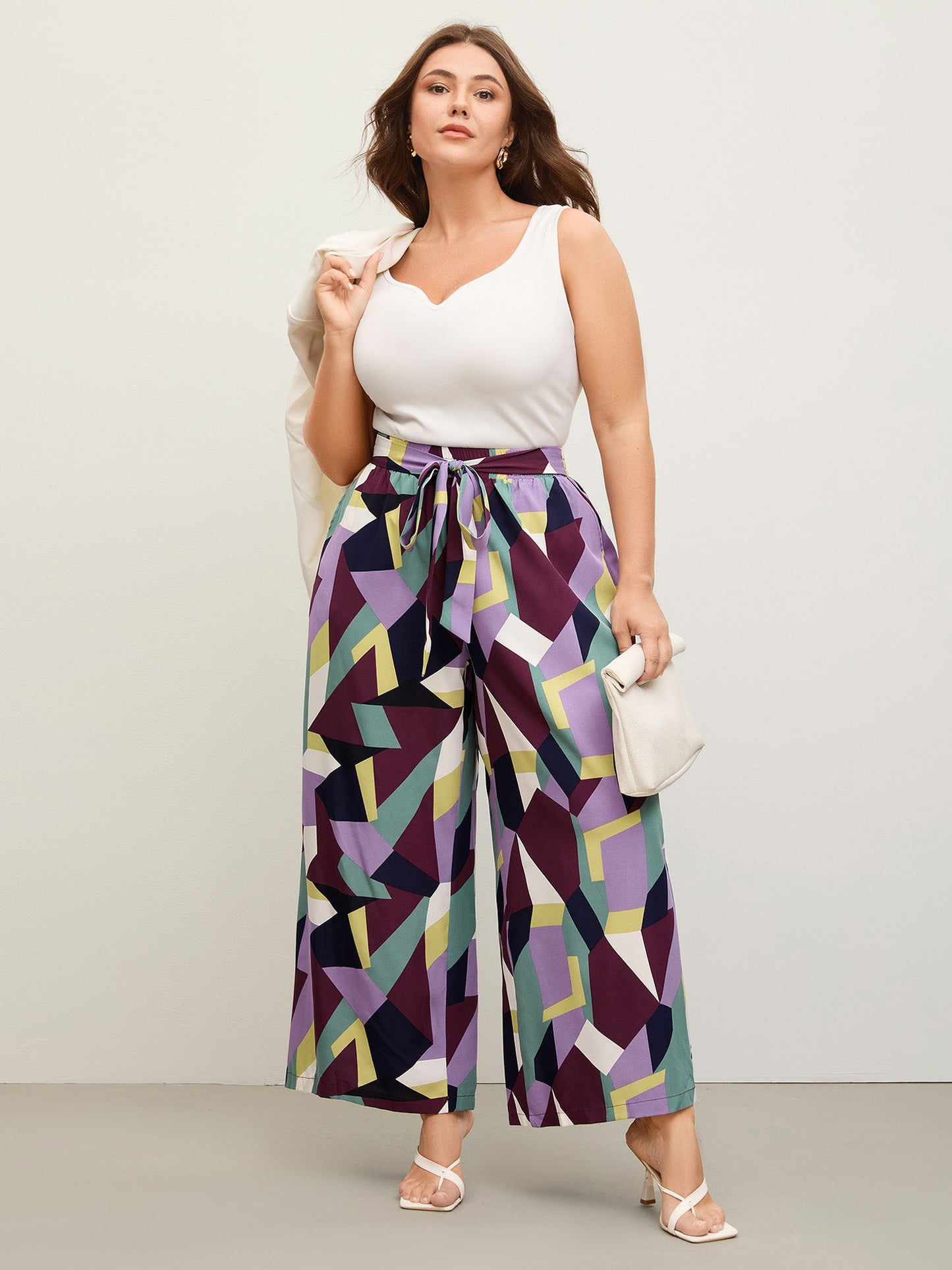 Colorful Geometry Waist-Tie Pants