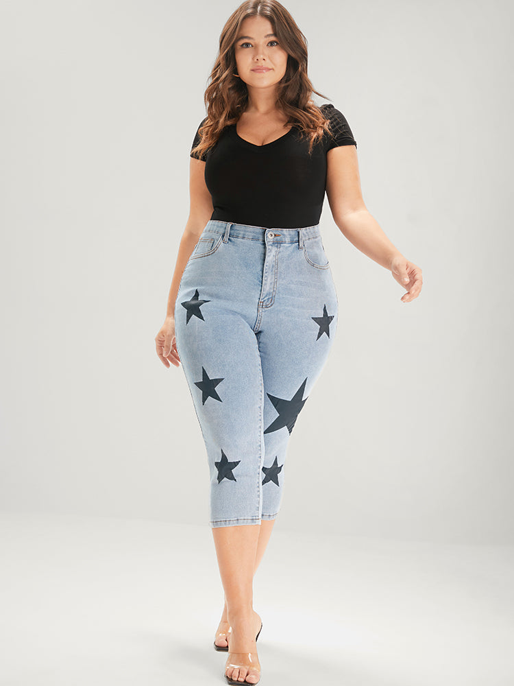 Skinny Very Stretchy Mid Rise Light Wash Cropped Jeans