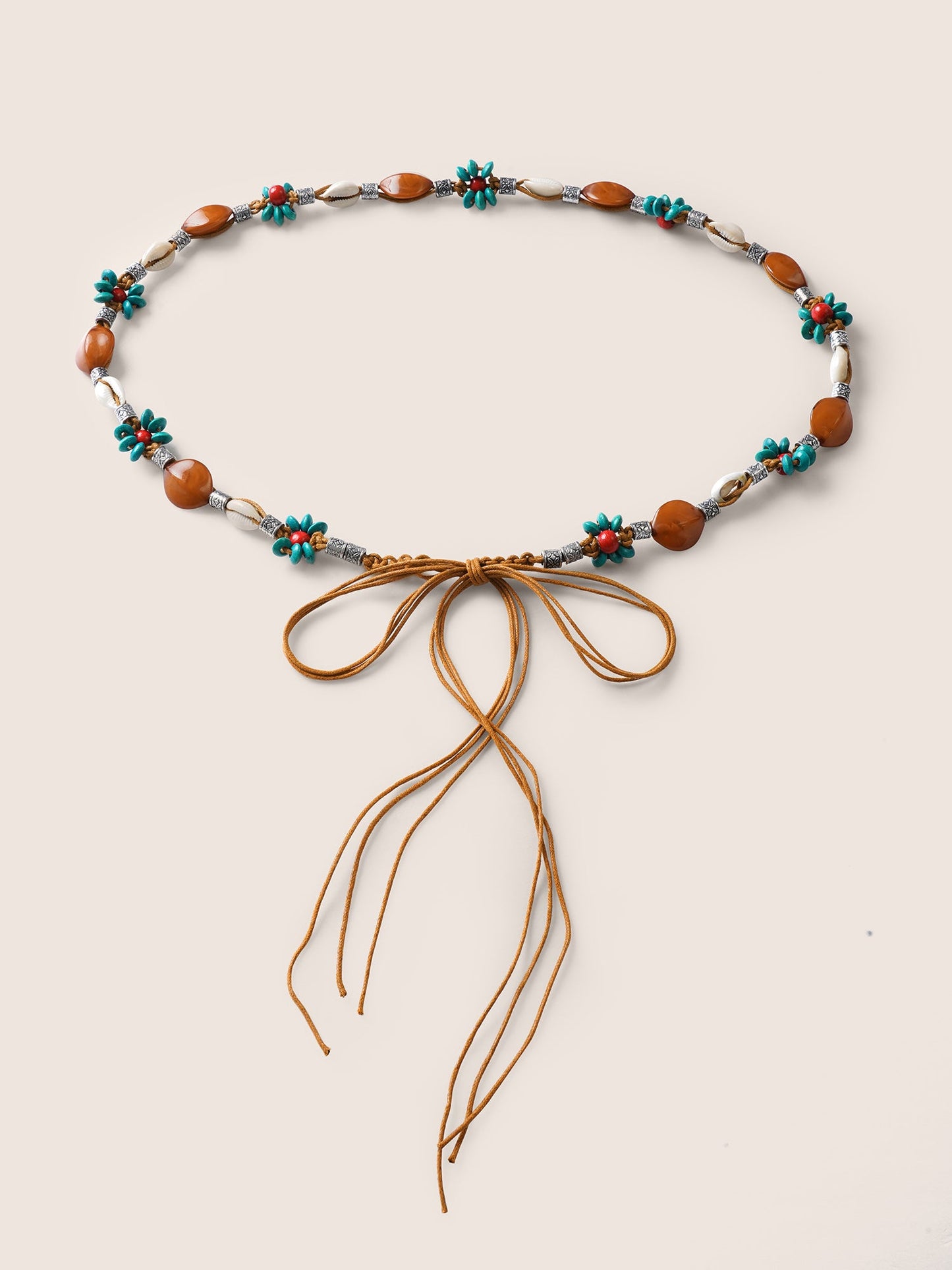Vacation Shell & Natural Stone Chain Weave Belt