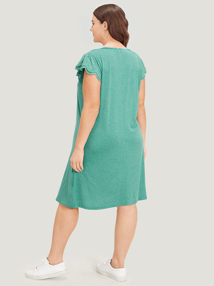 Supersoft Essentials Lace Panel Square Neck Layered Dress