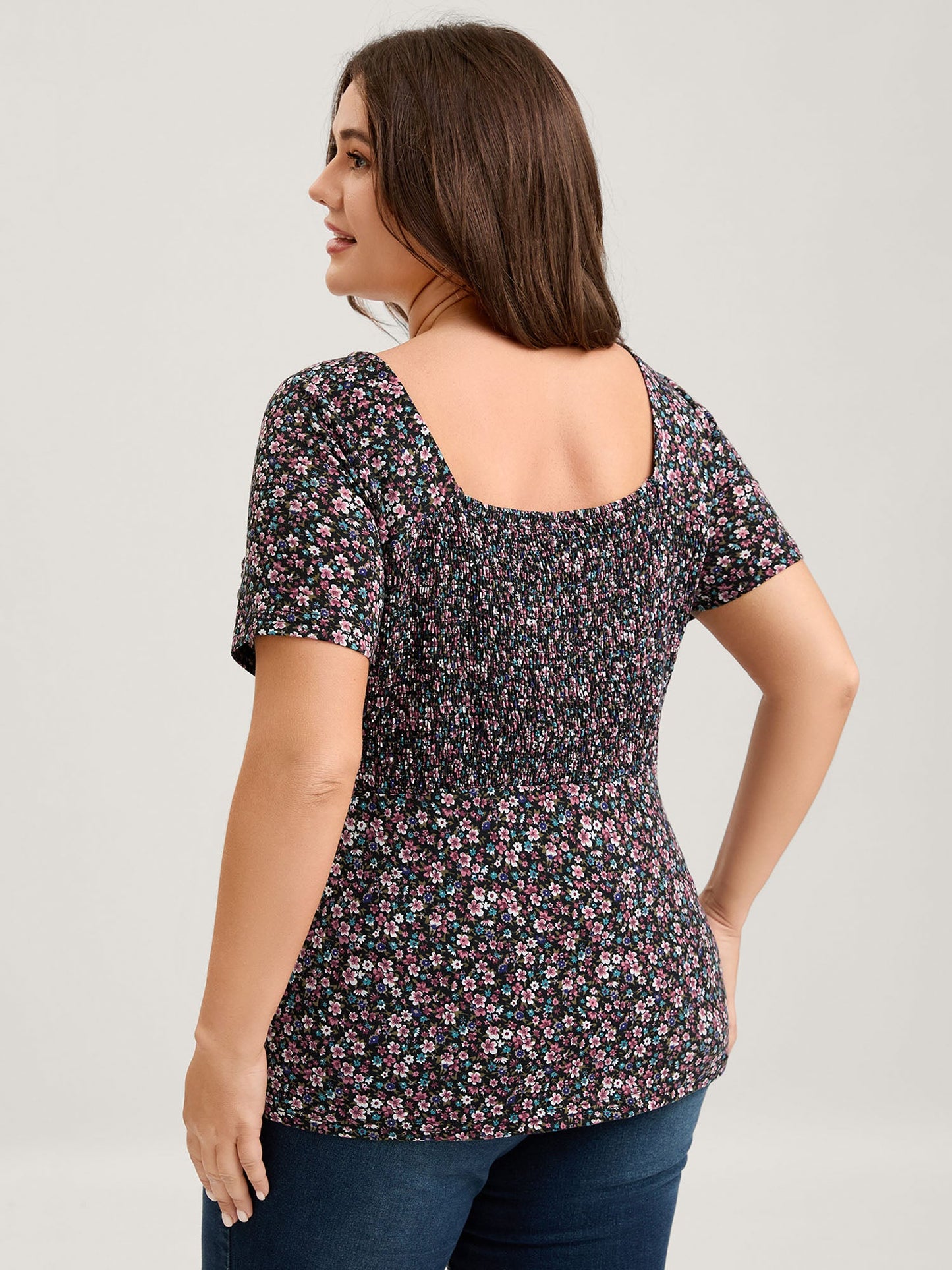Floral Print Sweetheart Bust Ease Top