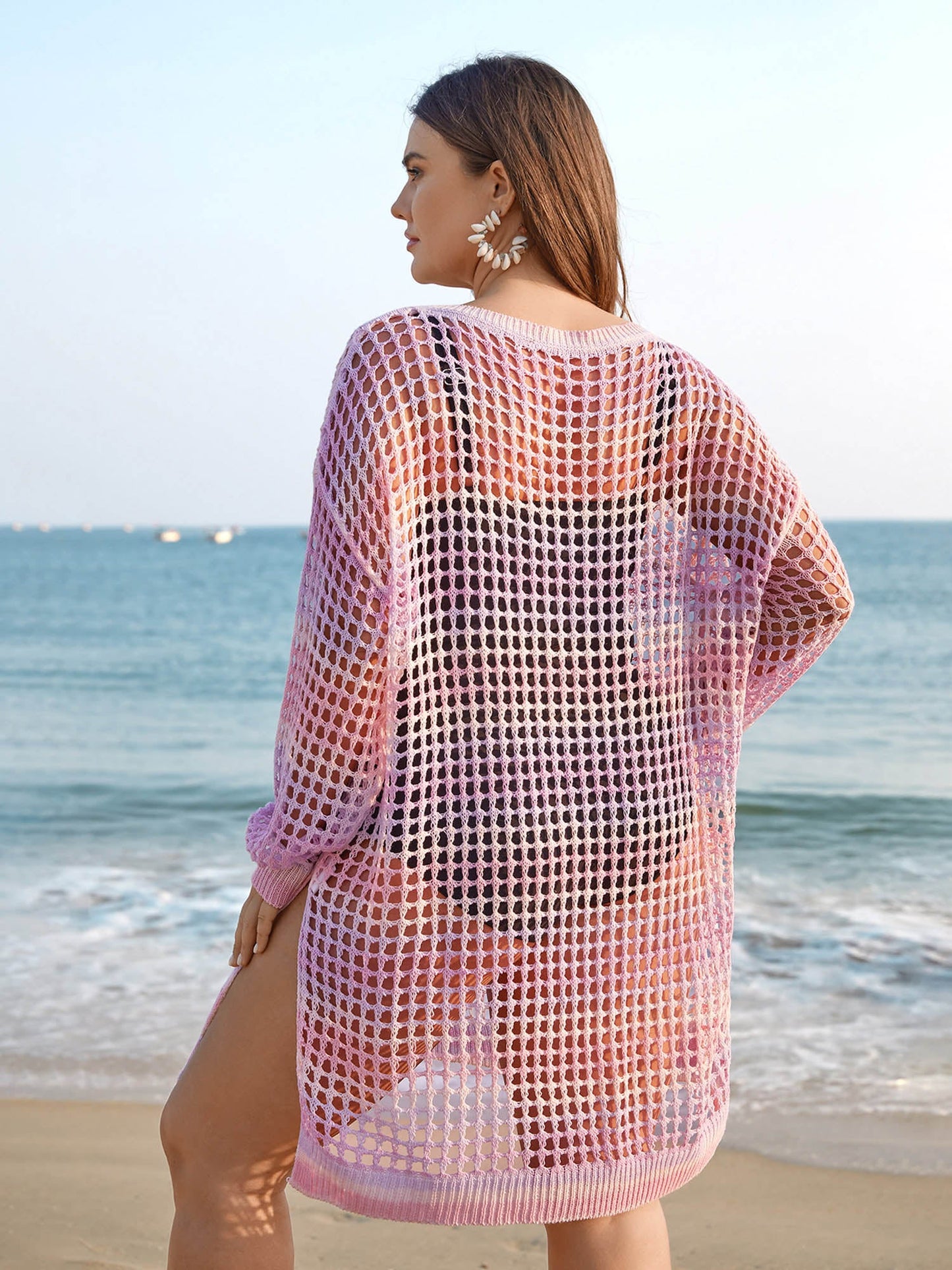 Cut-Out Side Slit Flared Swim Cover-Up