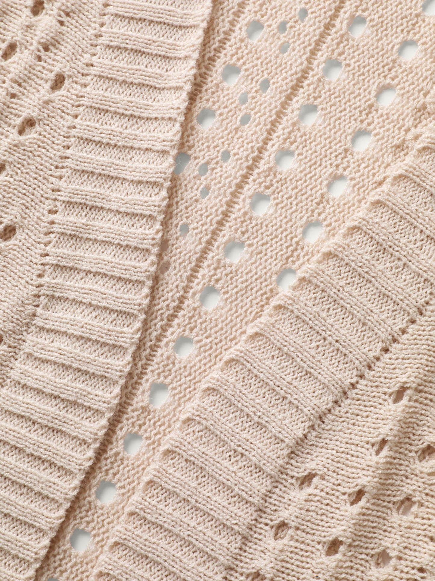 Textured Cut-Out Striped Knit Cardigan