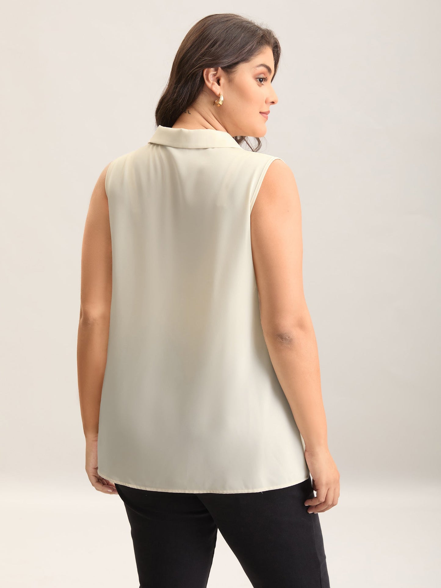 Button Placket Collar Tank Top