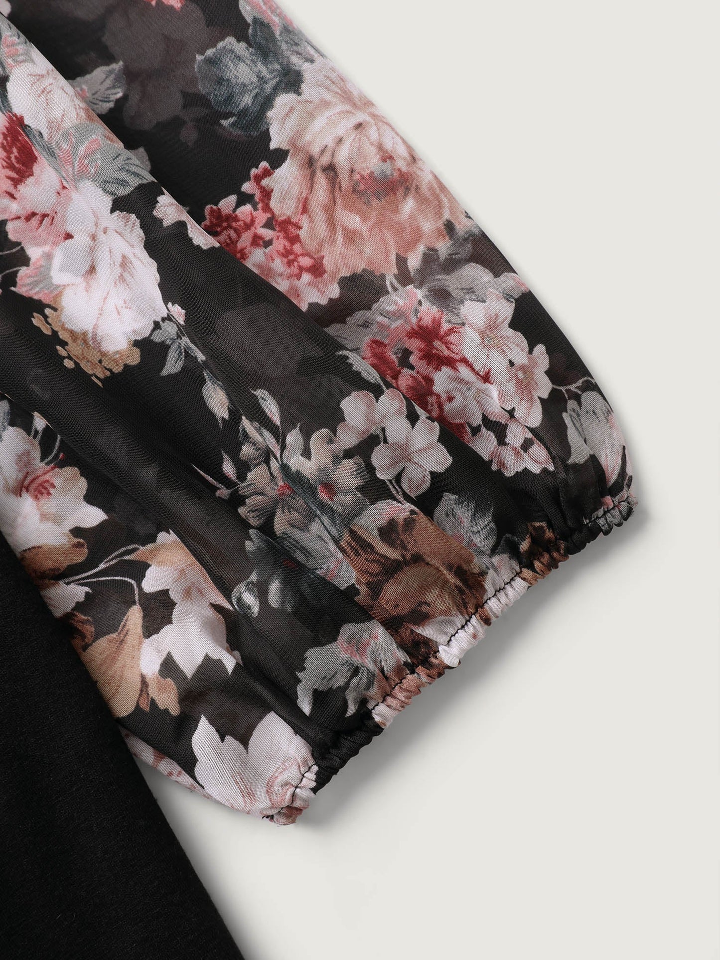 Sheer Floral Print Neck-Tie T-Shirt