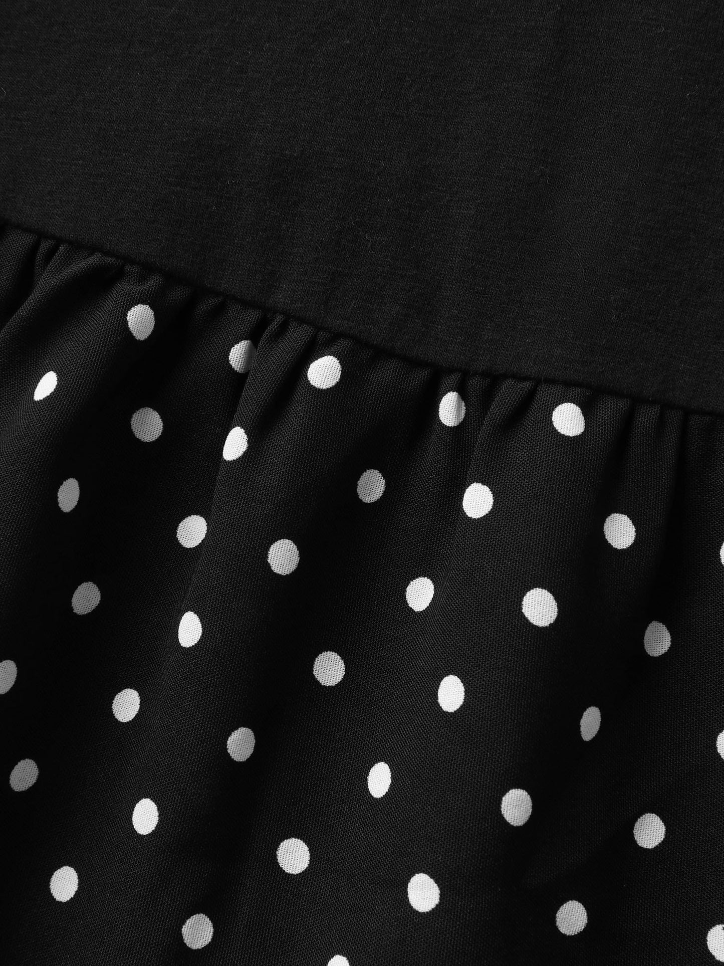 Stretchy Polka Dots Contrast Knit Top