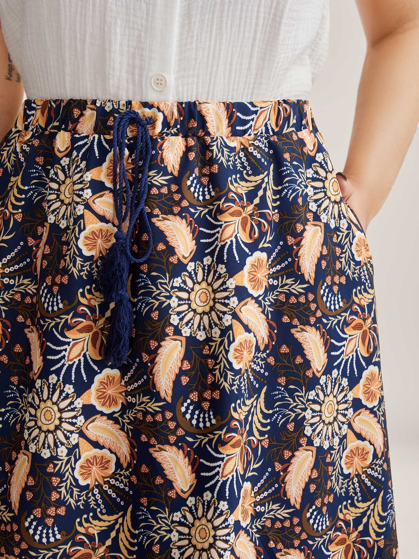 Boho Print Tiered A-Line Maxi Skirt