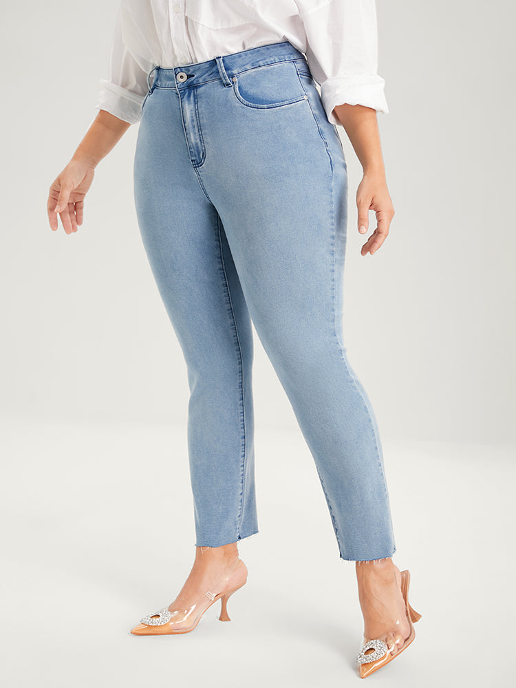 Skinny Very Stretchy High Rise Light Wash Pocket Patchwork Jeans