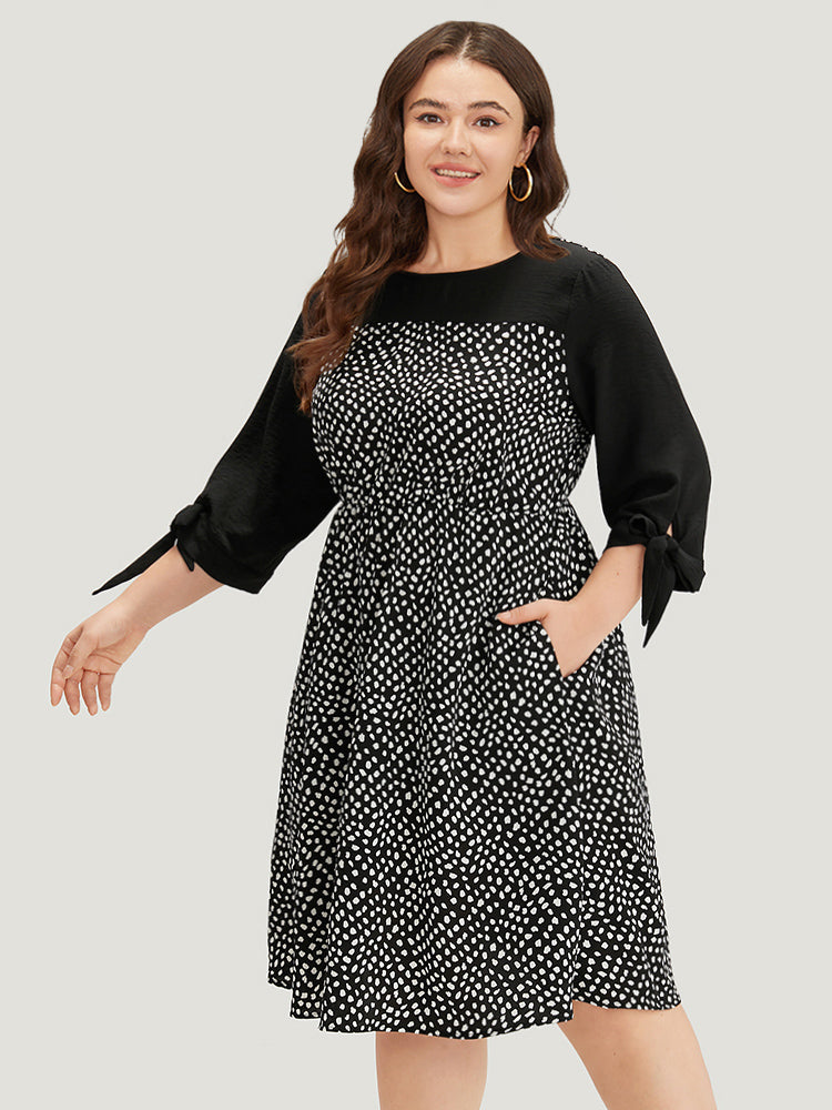 Geometric Graphic Patchwork Knot Cuffs Dress
