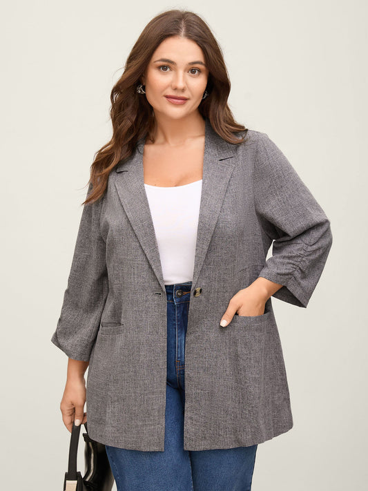 Waist-Defining Panels Pockets Solid Blazer