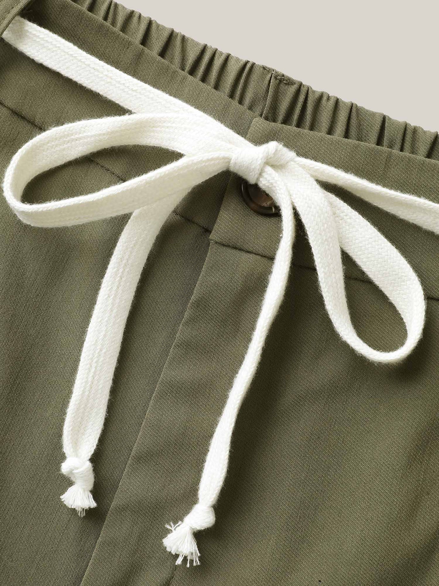 Drawstring Pockets Wide-Leg Pants