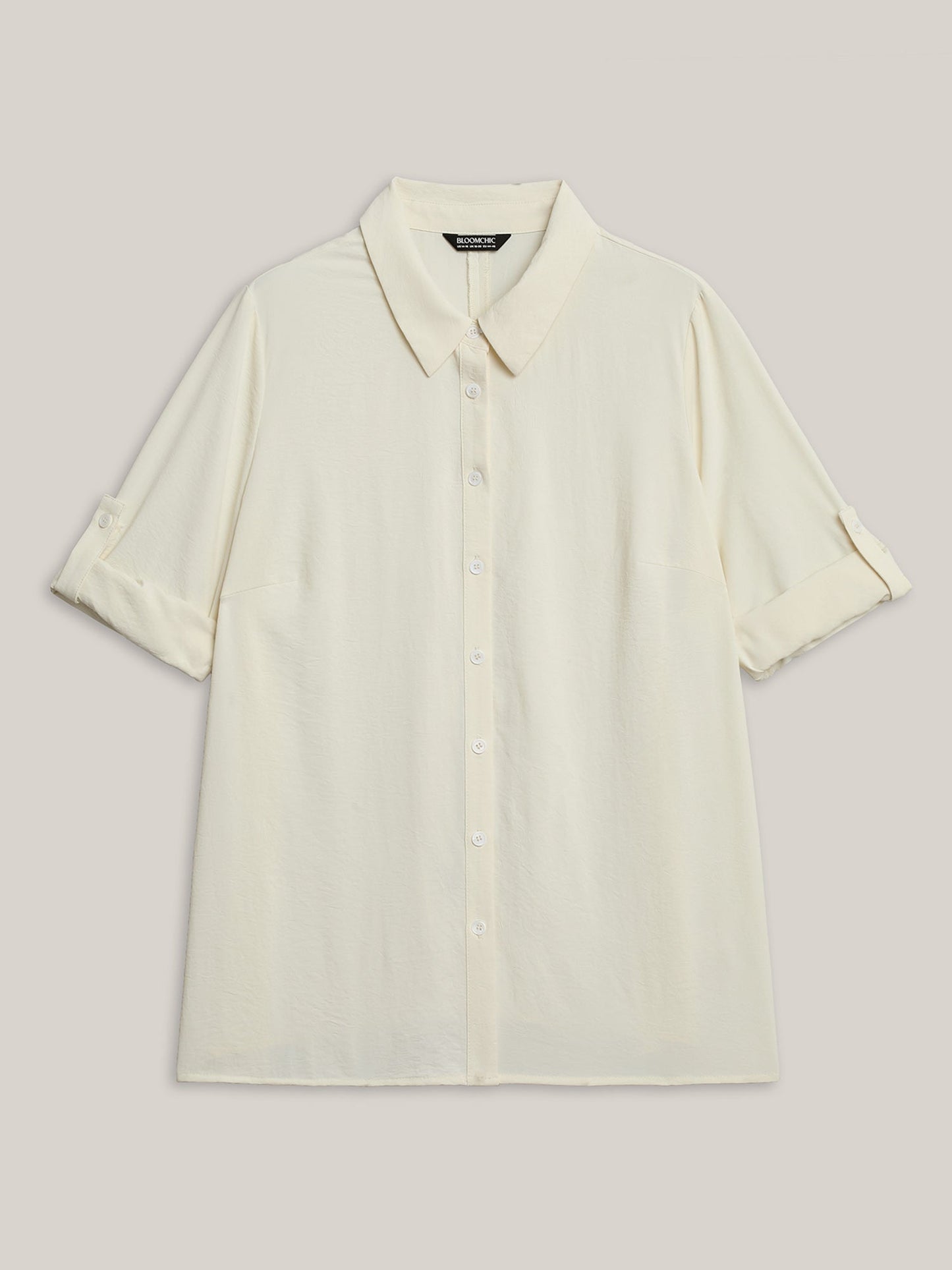 Bow Back Button Placket Solid Blouse