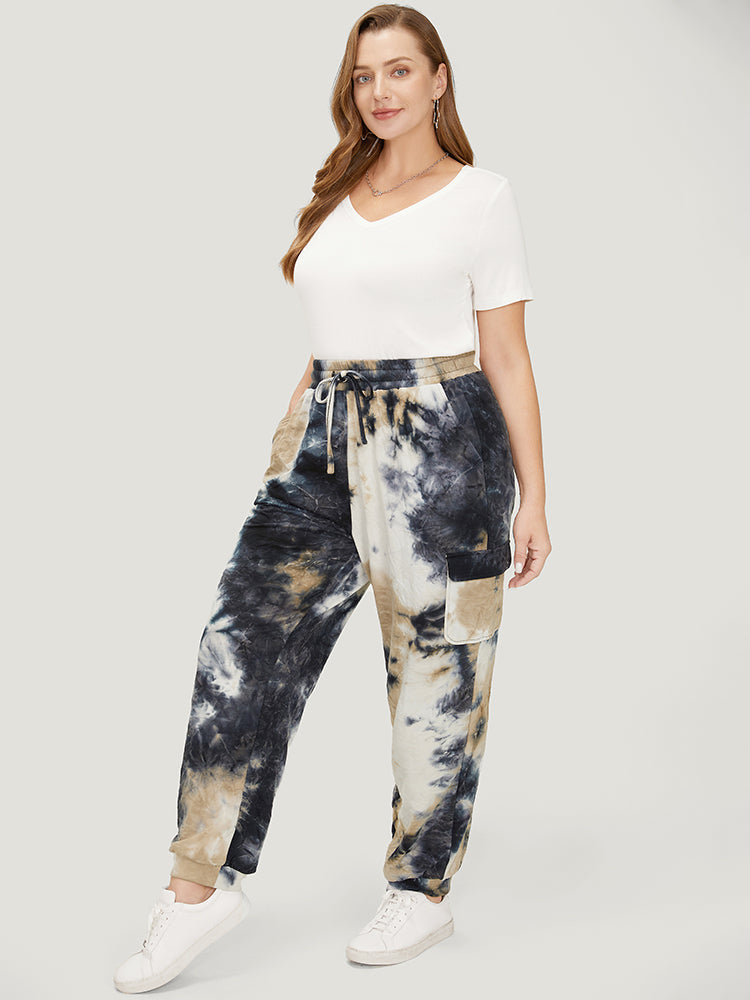 Tie Dye Flap Pocket Drawstring Pants