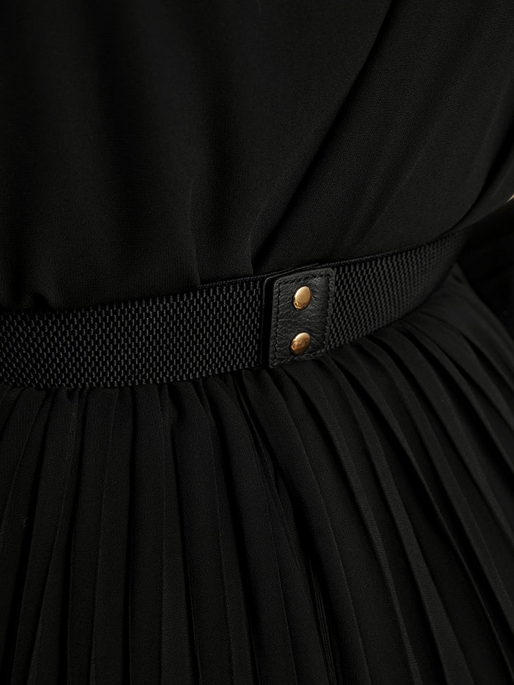 Chain & Snap Button Decor Elastic Belt