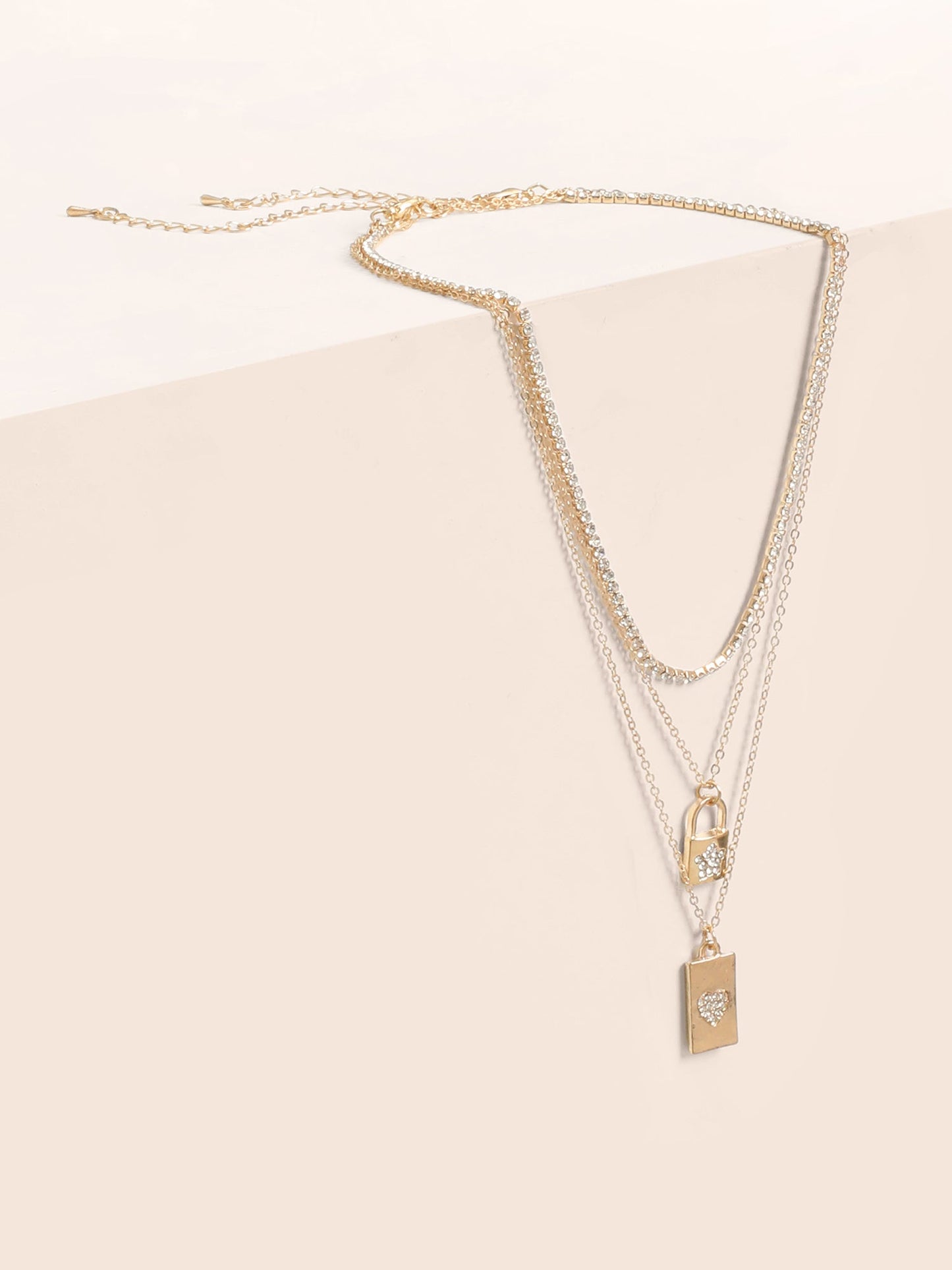 Lock & Heart Charm Chain Necklace