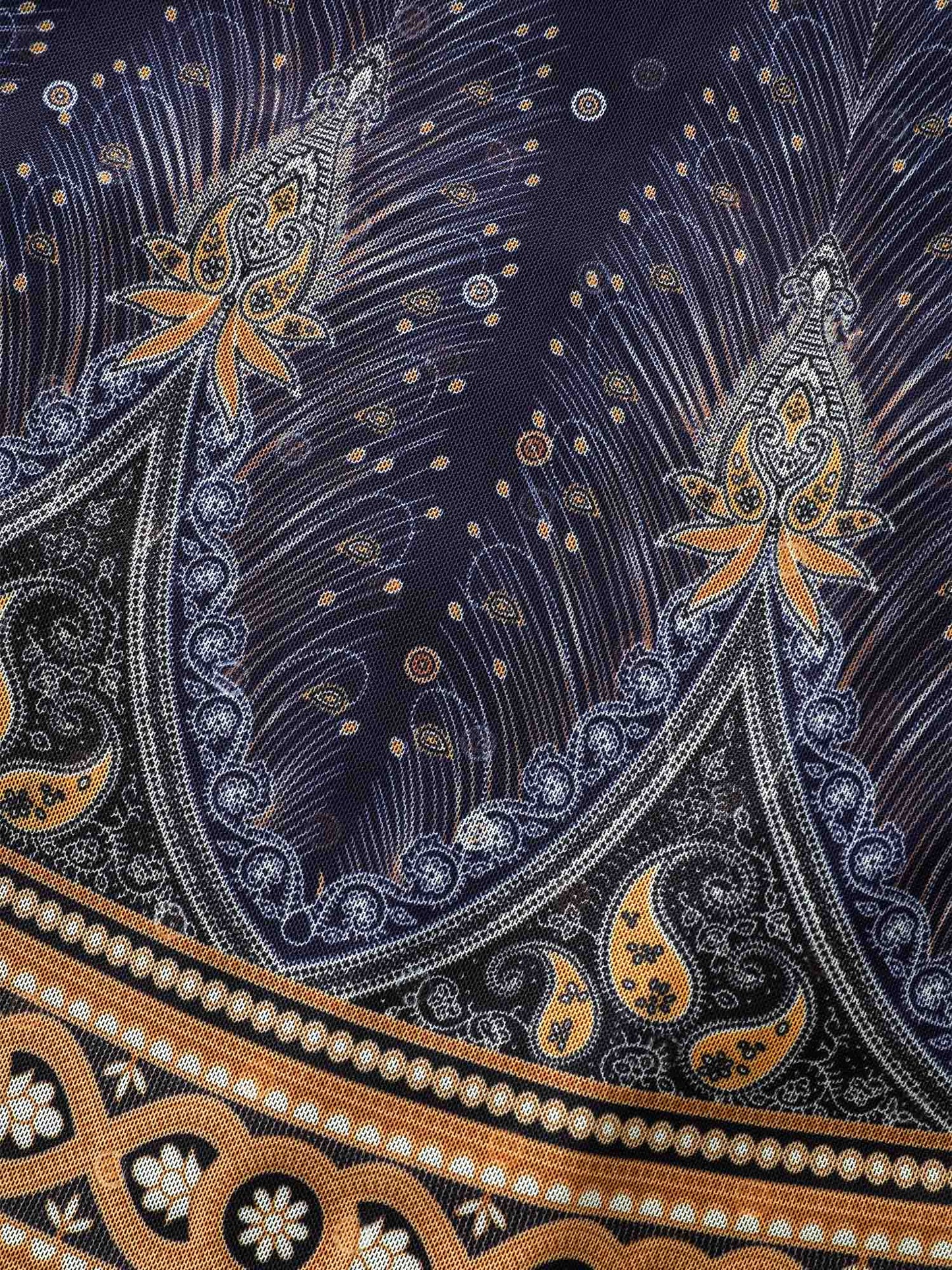 Boho Print Overlap Collar Mesh Crisscross Swim Dress