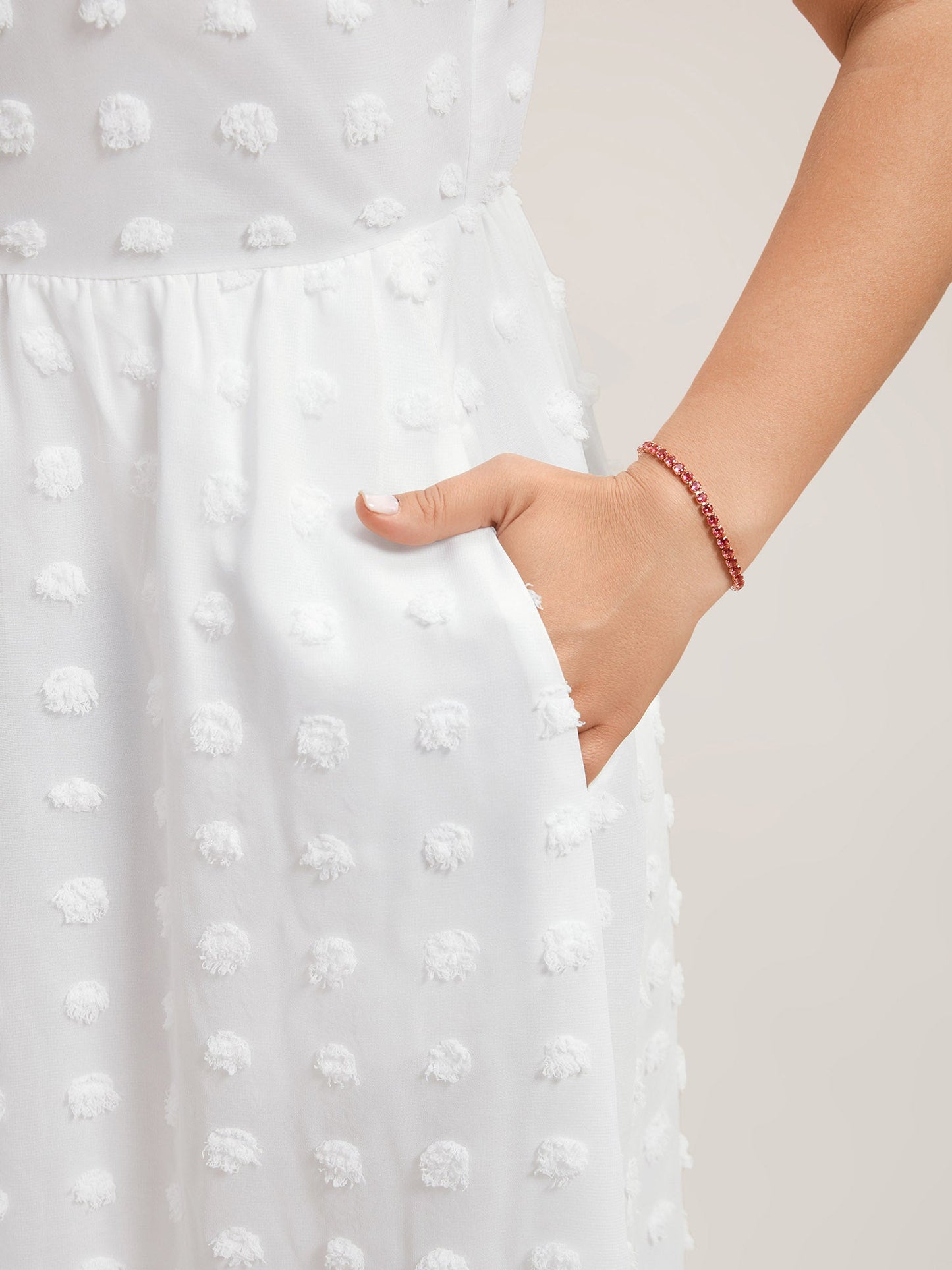 Textured Plain Tiered Ruffles Sleeve Dress