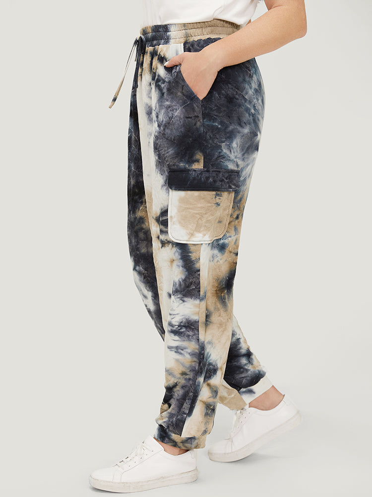 Tie Dye Flap Pocket Drawstring Pants