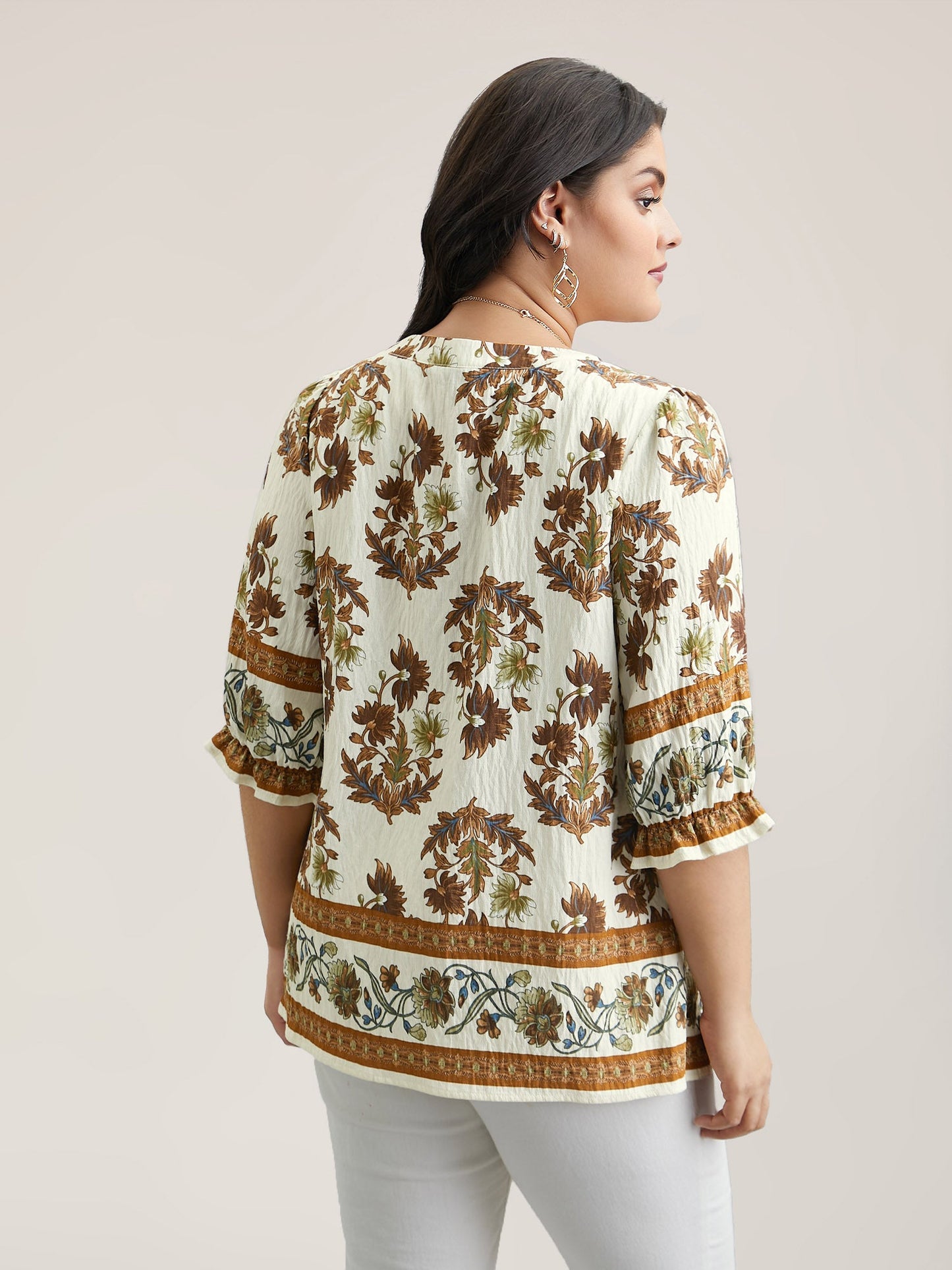 Floral Print Notched Collar Shirt
