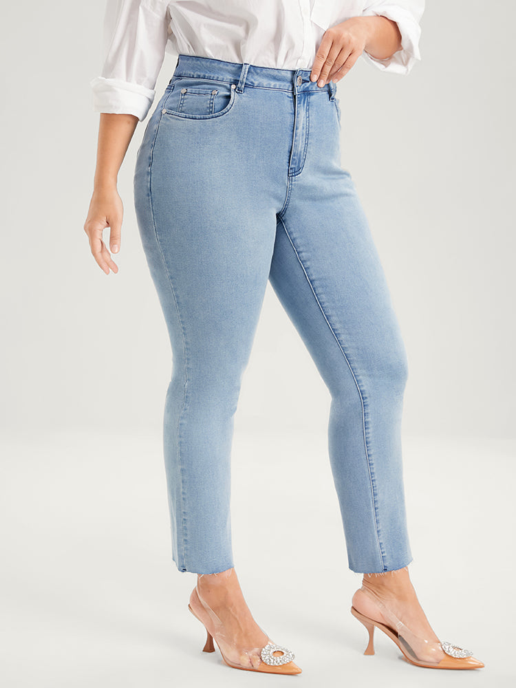 Skinny Very Stretchy High Rise Light Wash Pocket Patchwork Jeans