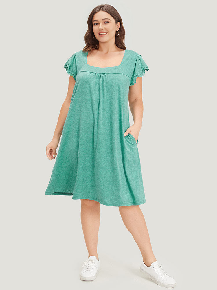 Supersoft Essentials Lace Panel Square Neck Layered Dress