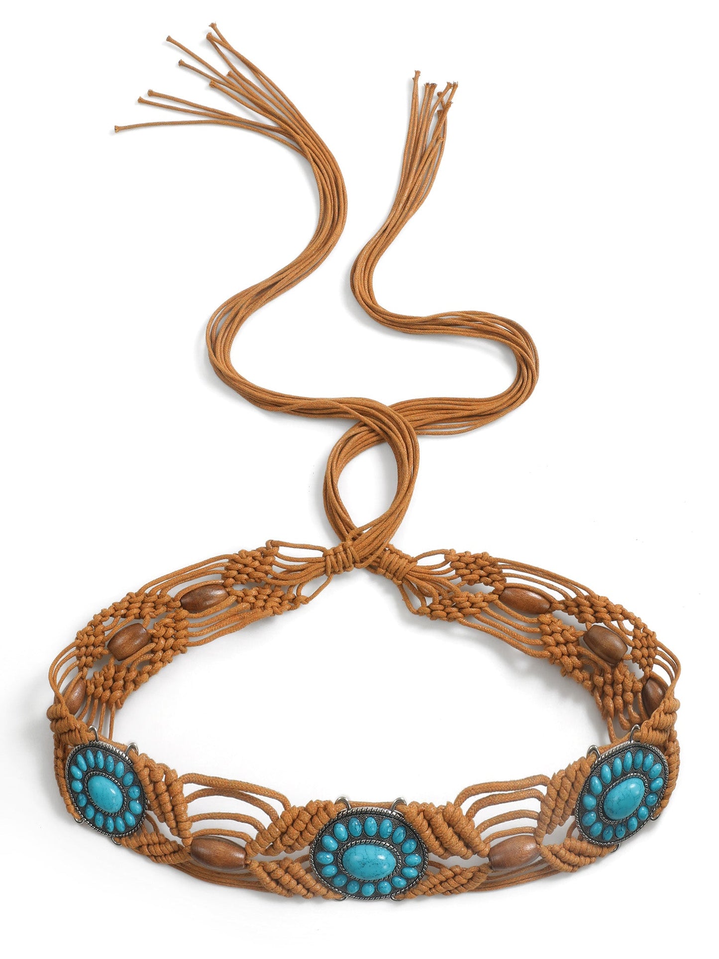 Turquoise Cut Out Weave Vacation Belt