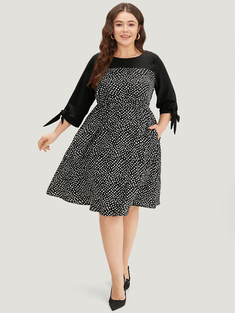Geometric Graphic Patchwork Knot Cuffs Dress